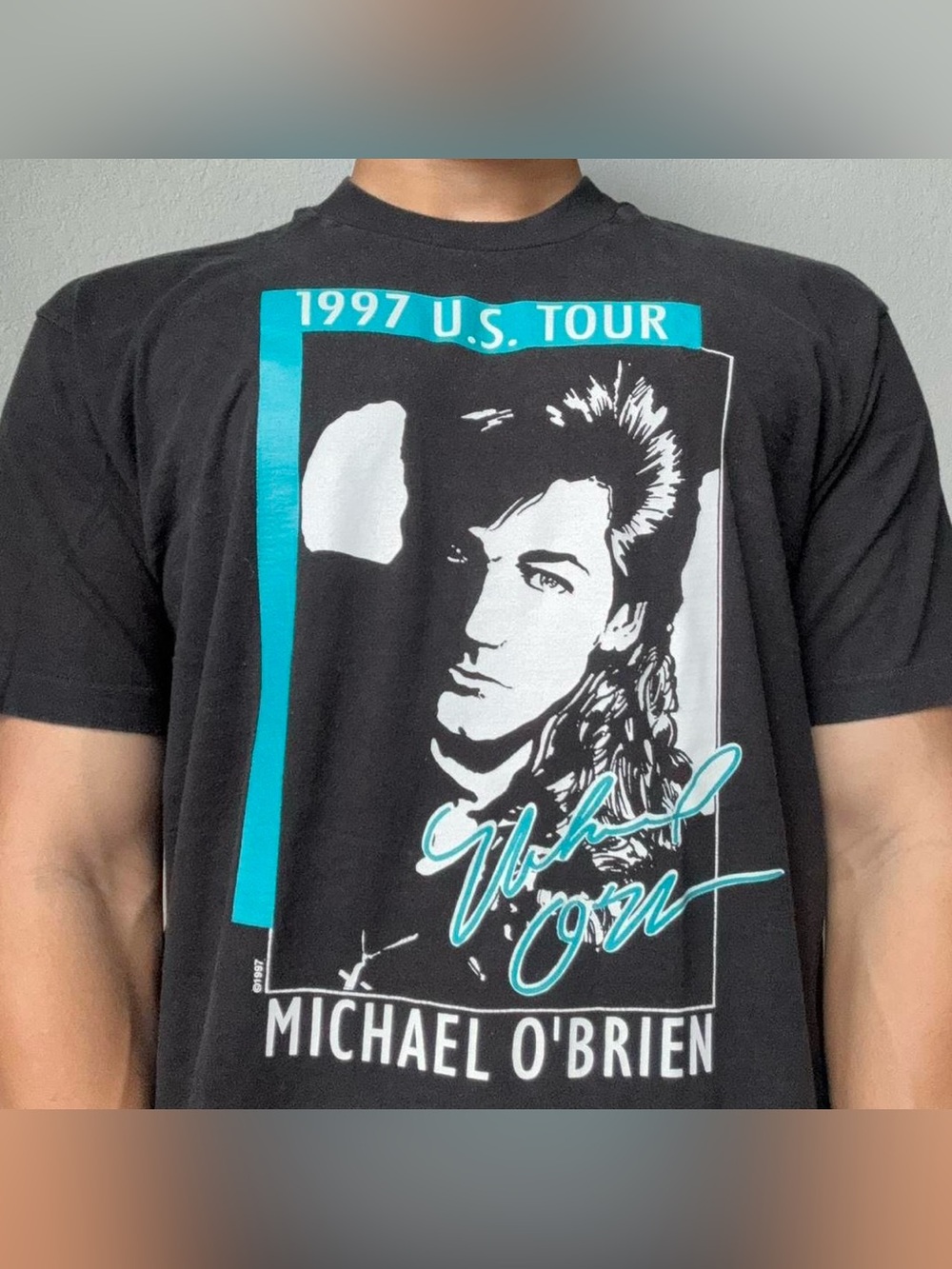 Vintage 1997 Michael O'Brien Band Graphics Black Tee Shirt